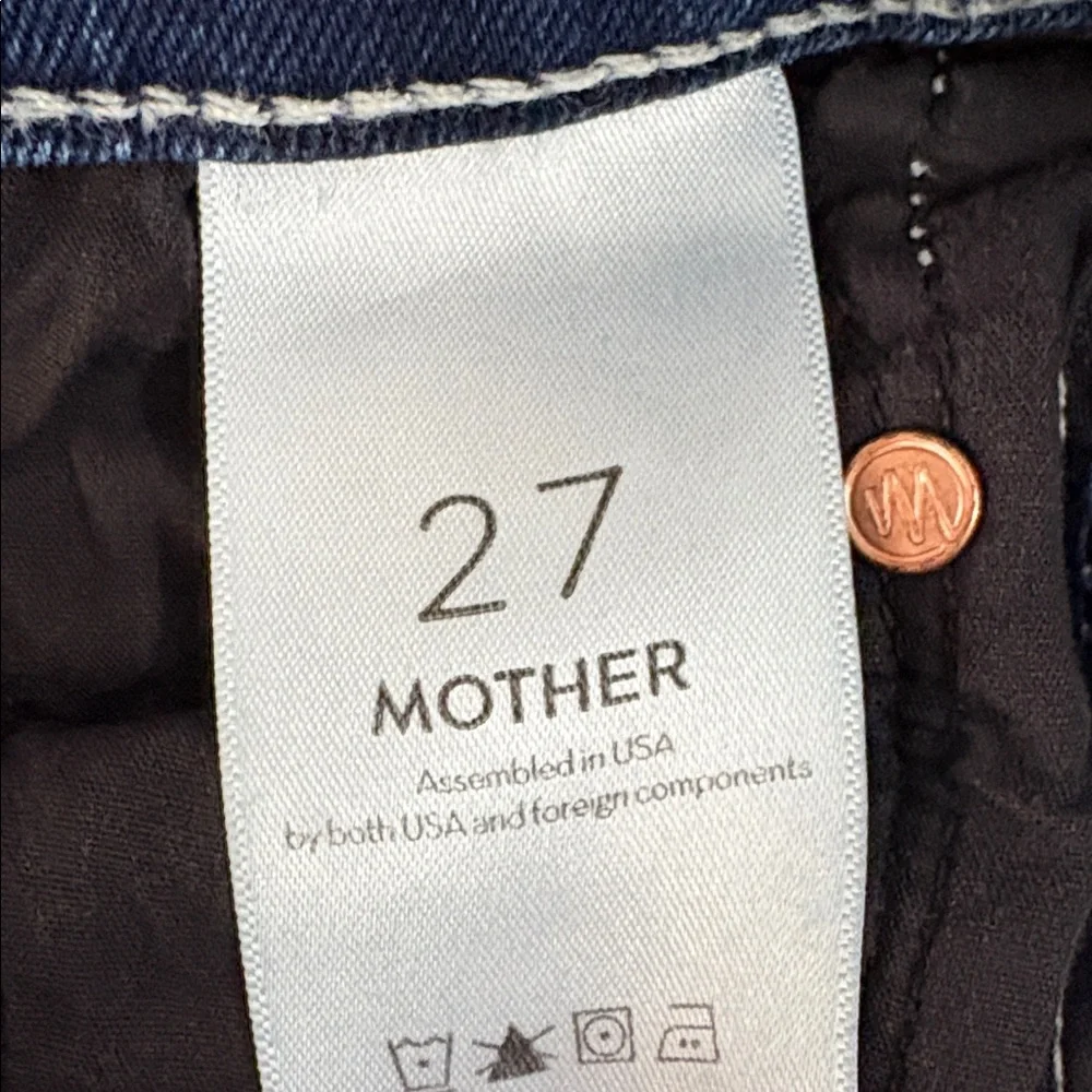 MOTHER The Tomcat Straight Leg Ankle Fray Blue Denim Jeans in Watch Me Size 27
